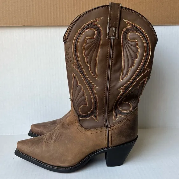 Laredo Lea Vamp Fox 5732 Embroidered Leather Western Boots sz‎ 8.5