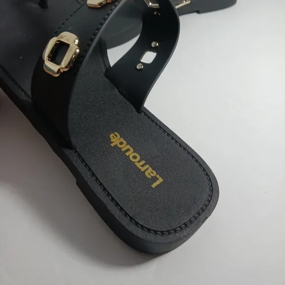 Larrounde Women Shoes Milan S Black Sandals PVC Size 10/11
