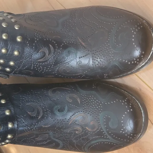 L'ARTISTE KACIELOU SHOES PAINTED LEATHER WESTERN LOOK SHOES Size 41 (10.5)