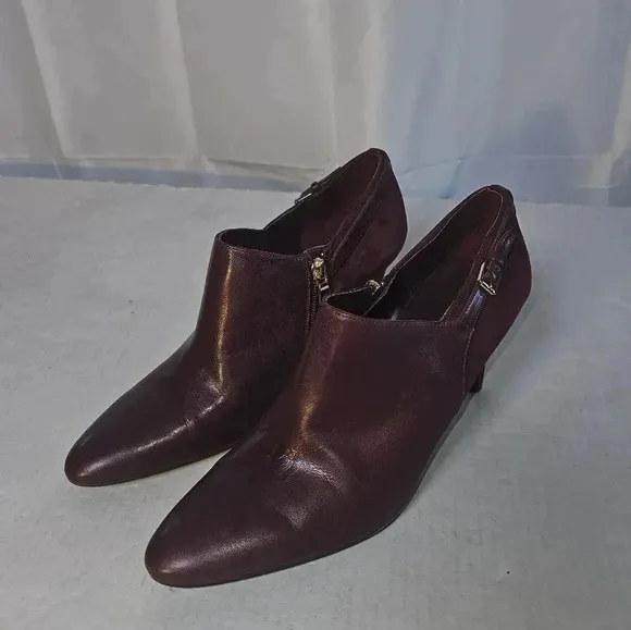 Lauren by Ralph Lauren Women Pablo Ankle Boots Deep Maroon Sz 9.5
