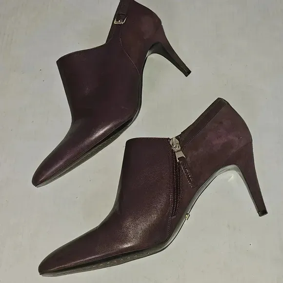 Lauren by Ralph Lauren Women Pablo Ankle Boots Deep Maroon Sz 9.5
