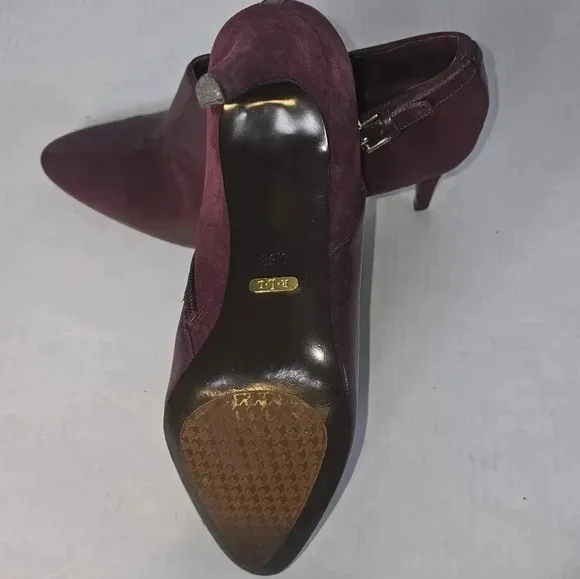 Lauren by Ralph Lauren Women Pablo Ankle Boots Deep Maroon Sz 9.5