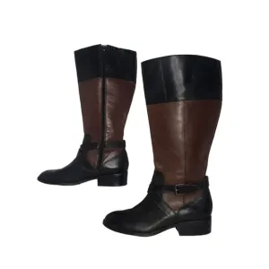 Lauren Ralph Lauren Maryann Black / Brown Tall Leather Riding Boot Boots Size 9