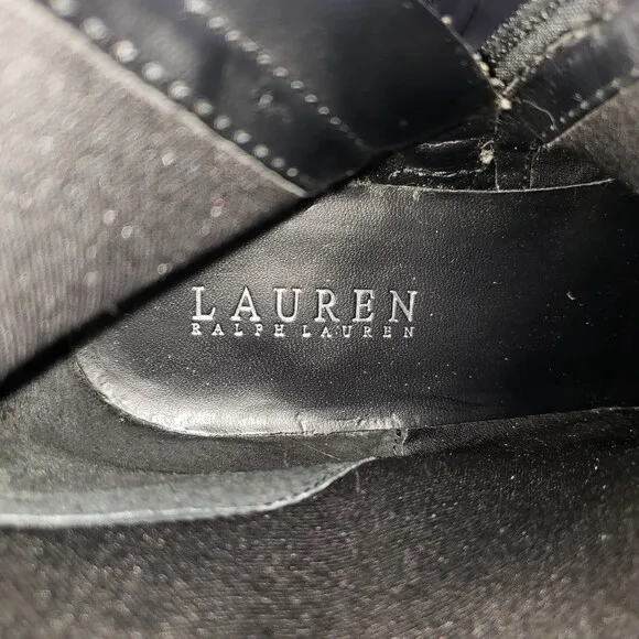 Lauren Ralph Lauren Maryann Black / Brown Tall Leather Riding Boot Boots Size 9