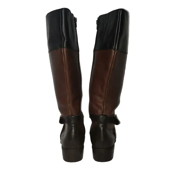 Lauren Ralph Lauren Maryann Black / Brown Tall Leather Riding Boot Boots Size 9