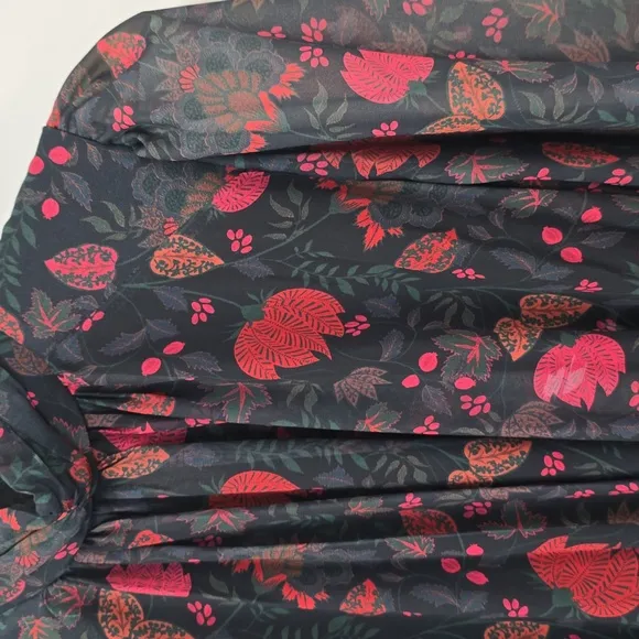 LDT Black and Red Long Sleeve Floral Mini Dress size 2