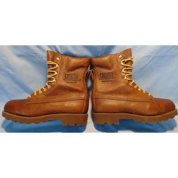 Lehigh Leather Safety Shoes Power Cushion 8&quot; Steel Toe Work Boots Unisex