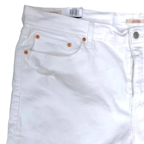 Levi’s Premium Wedgie Skinny Distressed Size 24W White Crop High Waist Rise