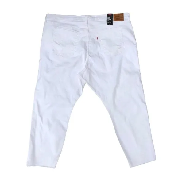 Levi’s Premium Wedgie Skinny Distressed Size 24W White Crop High Waist Rise