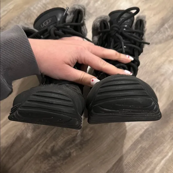 Lightly worn UGG Black Fur-Lined Boots size 8.5