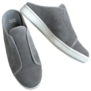 Like New Eileen Fisher Leather Pacy Slip-On Mule Sneakers Grey 9