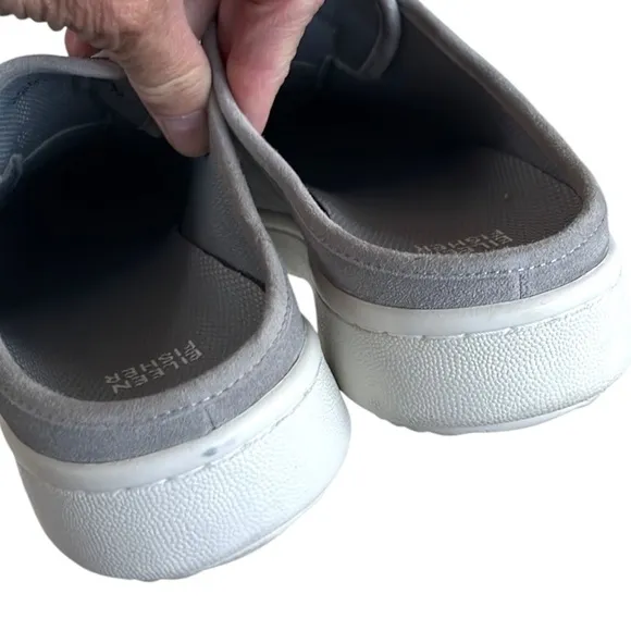 Like New Eileen Fisher Leather Pacy Slip-On Mule Sneakers Grey 9