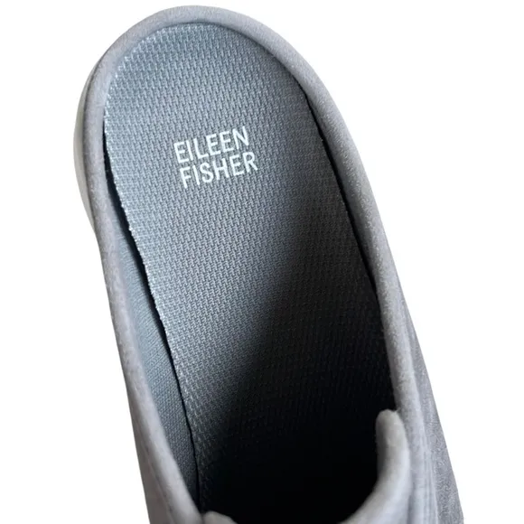 Like New Eileen Fisher Leather Pacy Slip-On Mule Sneakers Grey 9