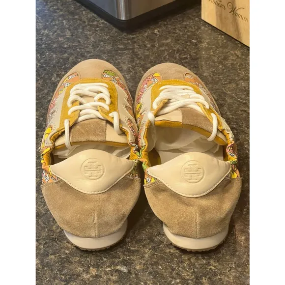 Like New Tory Burch Serif Floral Yellow Sneakers