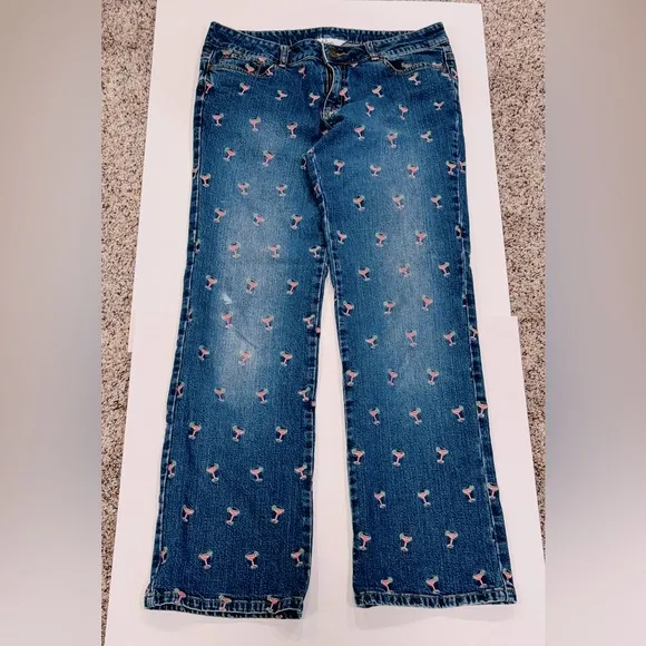 LILLY PULITZER Pink Martini Margarita Jeans Size 10 Blue