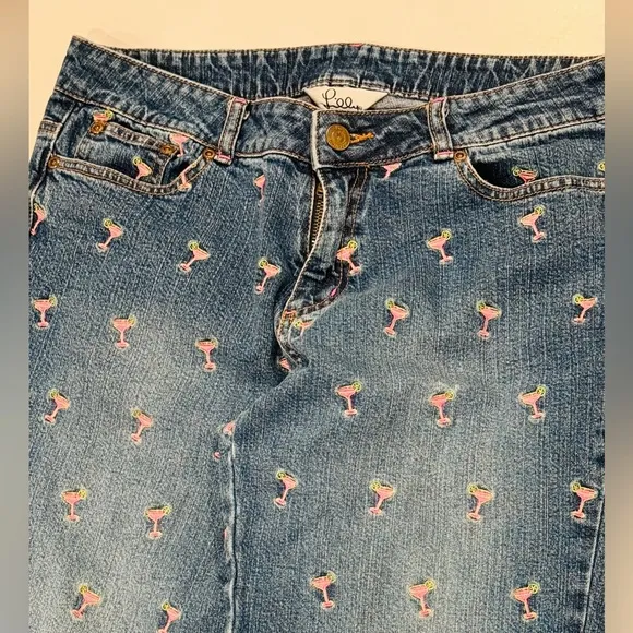 LILLY PULITZER Pink Martini Margarita Jeans Size 10 Blue