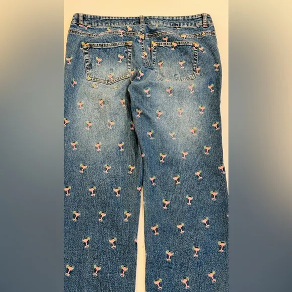 LILLY PULITZER Pink Martini Margarita Jeans Size 10 Blue