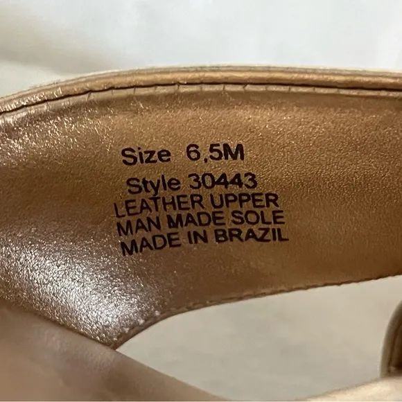 Lilly Pulitzer Selena Gold Criss CrossLeather Women's Slide Sandals Sz 6.5M EUC