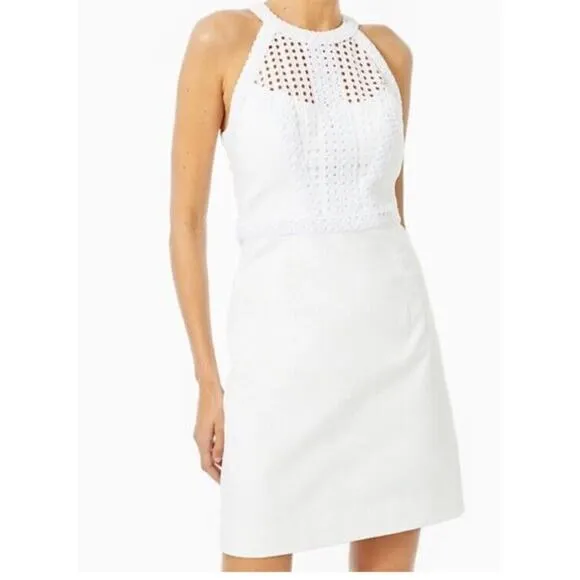 Lily Pulitzer Charlize Dress Sz 4 Halter White Lined Stretch Shift NWT