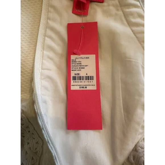 Lily Pulitzer Charlize Dress Sz 4 Halter White Lined Stretch Shift NWT