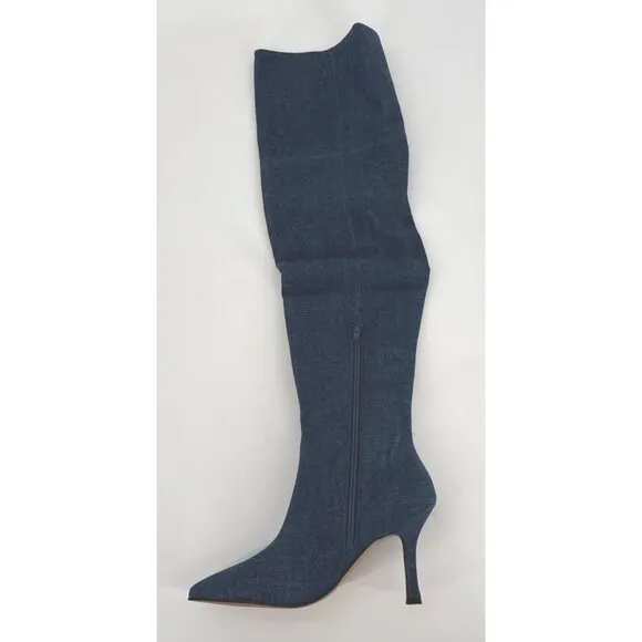 Lisa Vicky Over The Knee Boots Ave Dark Blue Denim Size 9.5 New Awesome