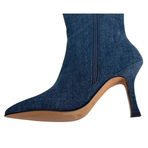 Lisa Vicky Over The Knee Boots Ave Dark Blue Denim Size 9.5 New Awesome