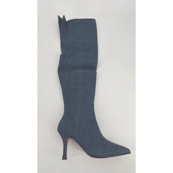 Lisa Vicky Over The Knee Boots Ave Dark Blue Denim Size 9.5 New Awesome