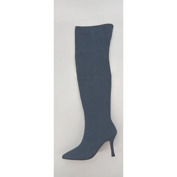 Lisa Vicky Over The Knee Boots Ave Dark Blue Denim Size 9.5 New Awesome