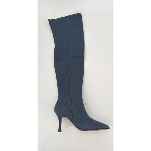 Lisa Vicky Over The Knee Boots Ave Dark Blue Denim Size 9.5 New Awesome