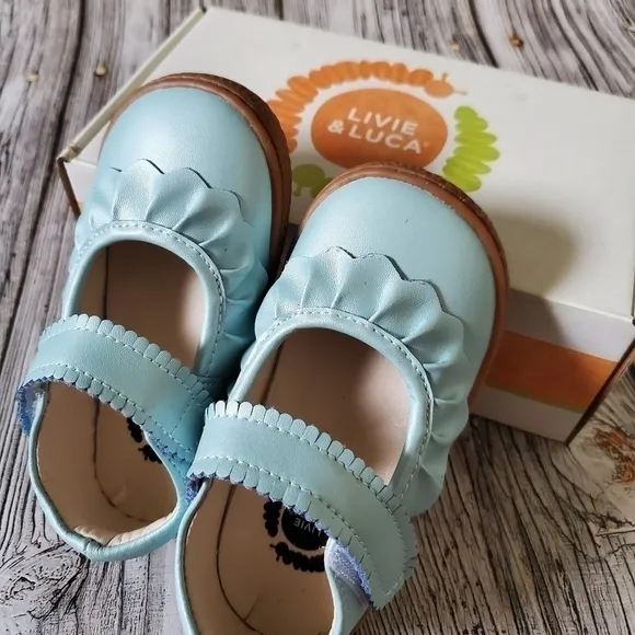 Livie and Luca Ruche Shoes Blue Shimmer New in Box