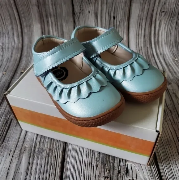 Livie and Luca Ruche Shoes Blue Shimmer New Without Box