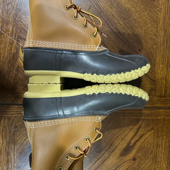 LL Bean Boots Womens Size 8 W Wide Ankle Duck Rain Brown Leather Classic NEW