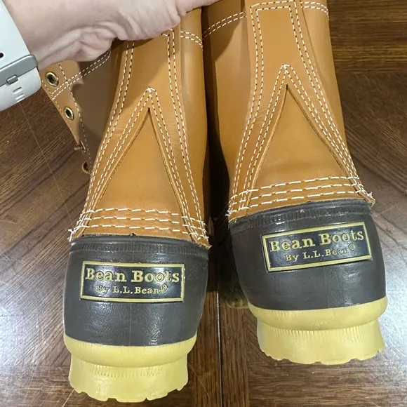 LL Bean Boots Womens Size 8 W Wide Ankle Duck Rain Brown Leather Classic NEW