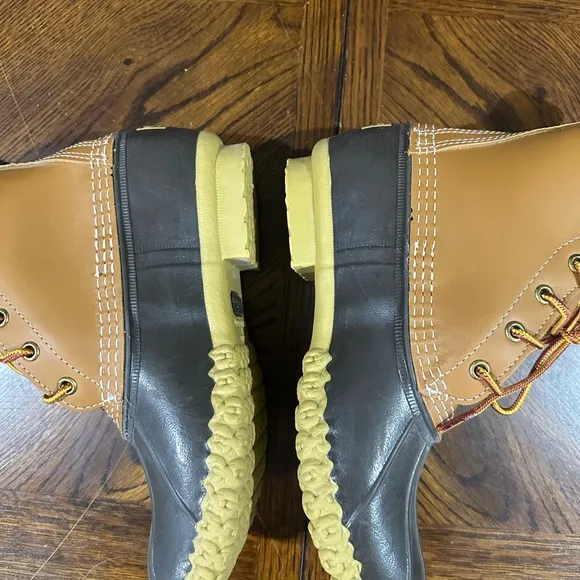 LL Bean Boots Womens Size 8 W Wide Ankle Duck Rain Brown Leather Classic NEW