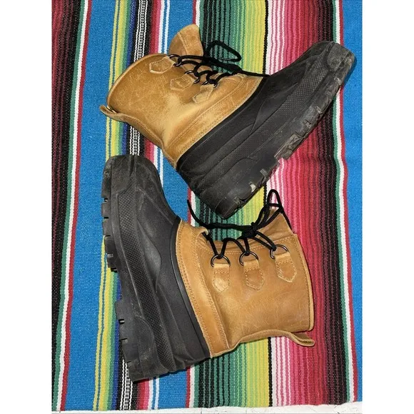 LL Bean Duck Rain Boots Kids 4 Lace Up Leather Hiking Hunting Cabincore