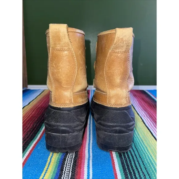 LL Bean Duck Rain Boots Kids 4 Lace Up Leather Hiking Hunting Cabincore
