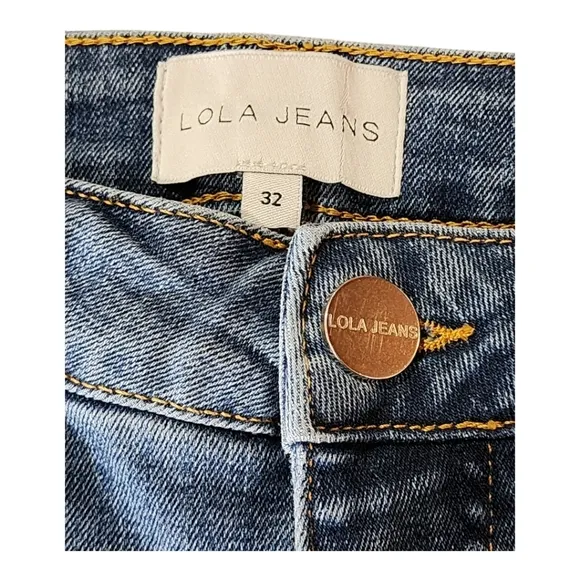 Lola Jeans Billie-DIS High-Rise Bootcut Denim Size 32 Medium Wash Distressed