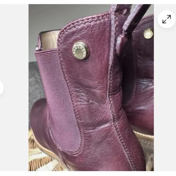 Longchamp Women’s Burgundy Leather Ankle Boots Booties Crepe Sole Sz 38 Luxury