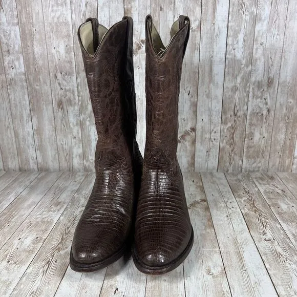 Los‎ Altos Brown Lizard Print Western Cowboy Boots Classic Ranch Style D 9.5