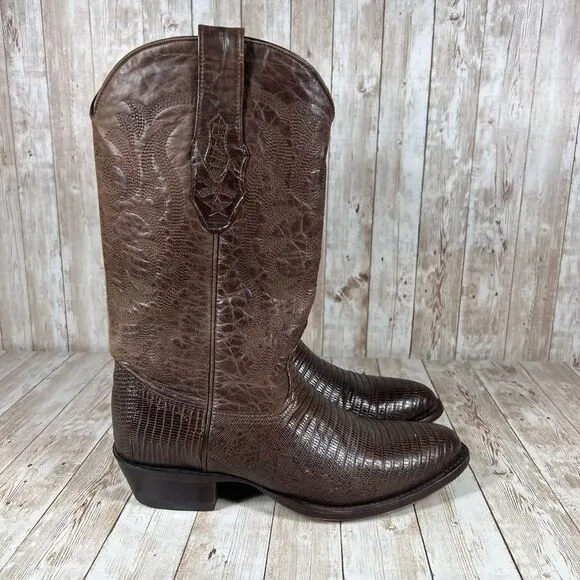 Los‎ Altos Brown Lizard Print Western Cowboy Boots Classic Ranch Style D 9.5