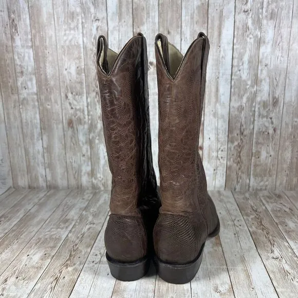 Los‎ Altos Brown Lizard Print Western Cowboy Boots Classic Ranch Style D 9.5