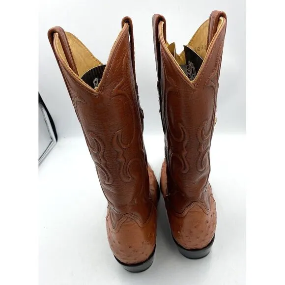 Los Altos Mens Leather Exotic Ostrich Quill Western‎ Boots Brown Size 7 EE