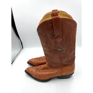 Los Altos Mens Leather Exotic Ostrich Quill Western‎ Boots Brown Size 7 EE