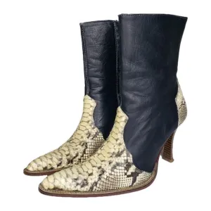 Los Altos Womens Size 7 Western Boots Python Snake Leather Heel Pointy Toe Ankle