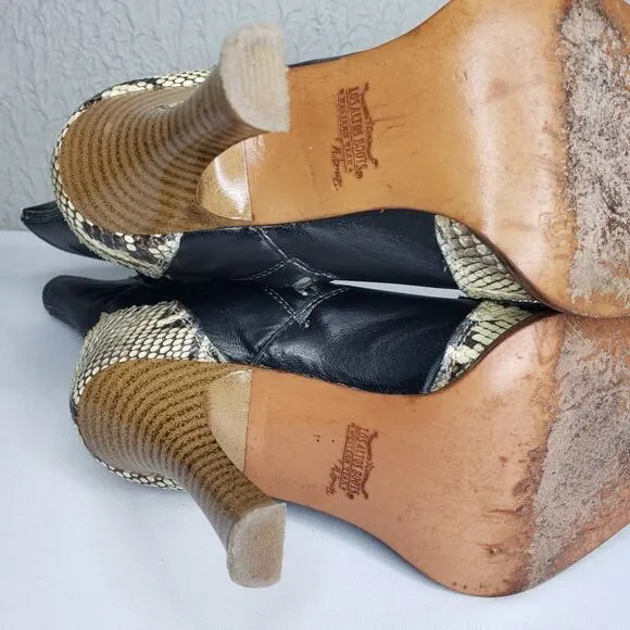 Los Altos Womens Size 7 Western Boots Python Snake Leather Heel Pointy Toe Ankle