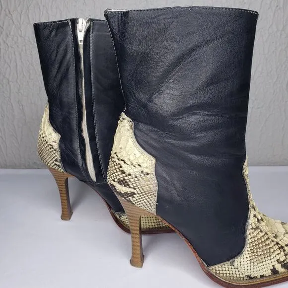 Los Altos Womens Size 7 Western Boots Python Snake Leather Heel Pointy Toe Ankle