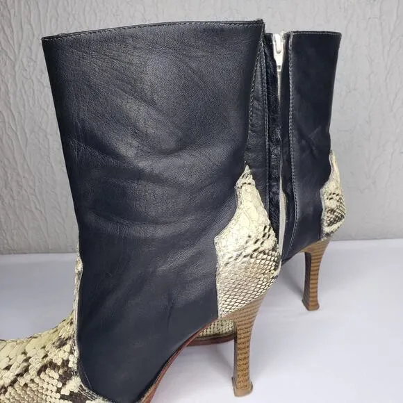 Los Altos Womens Size 7 Western Boots Python Snake Leather Heel Pointy Toe Ankle