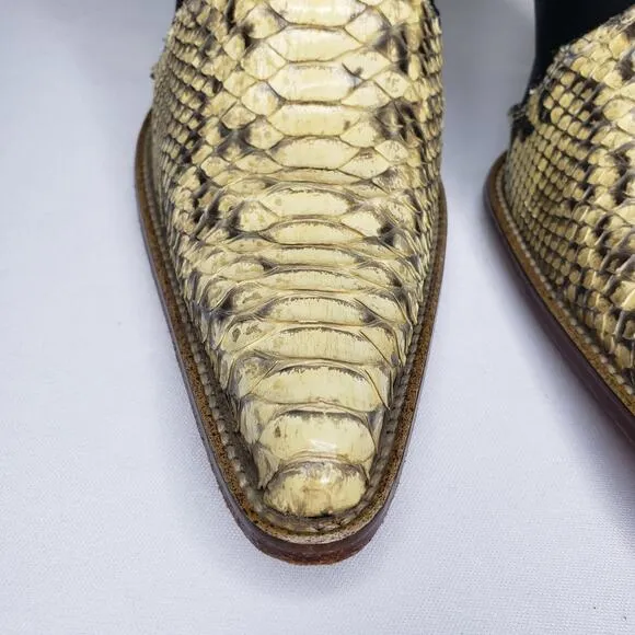Los Altos Womens Size 7 Western Boots Python Snake Leather Heel Pointy Toe Ankle