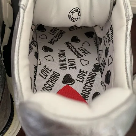 Love Moschino Trekk  leather metallic sneaker