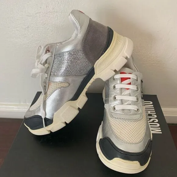 Love Moschino Trekk  leather metallic sneaker